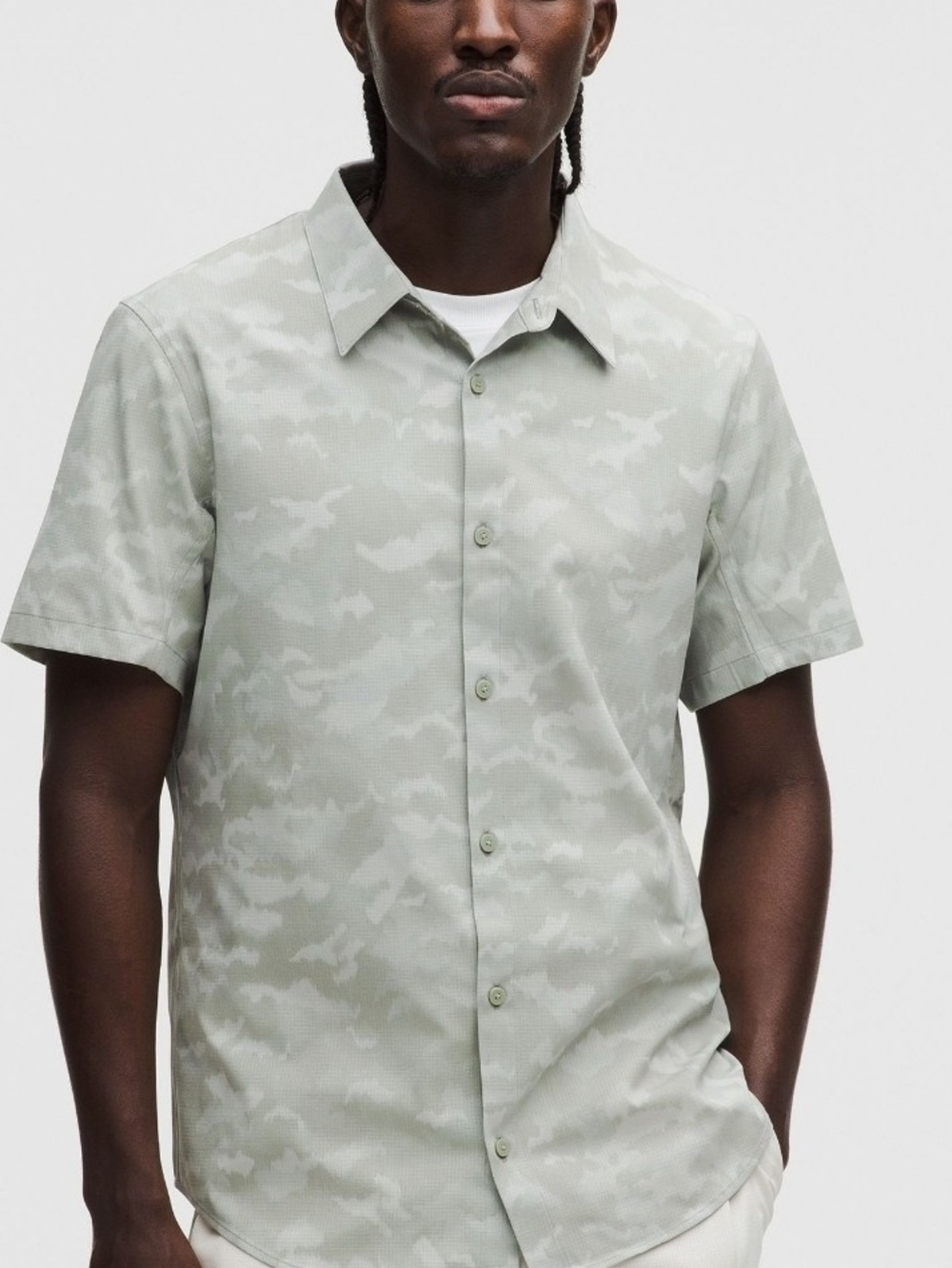 Lululemon airing easy relaxed short sleeve shirt-dither camo fog green